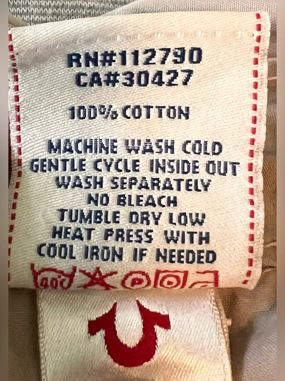 TRUE RELIGION XXL Tan Cotton Western Pearl Snap Raw Hem Shirt